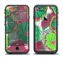The Vibrant Green & Coral Floral Sketched Apple iPhone 6/6s LifeProof Fre Case Skin Set
