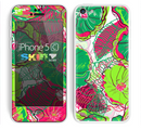 The Vibrant Green & Coral Floral Sketched Skin for the Apple iPhone 5c