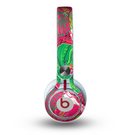 The Vibrant Green & Coral Floral Sketched Skin for the Beats by Dre Mixr Headphones