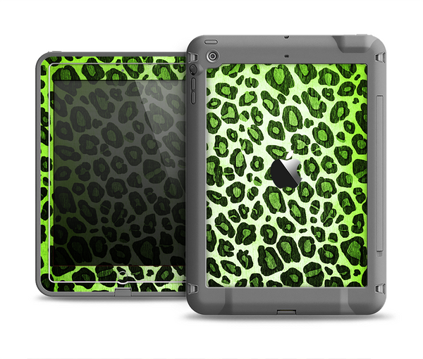 The Vibrant Green Leopard Print Apple iPad Mini LifeProof Fre Case Skin Set