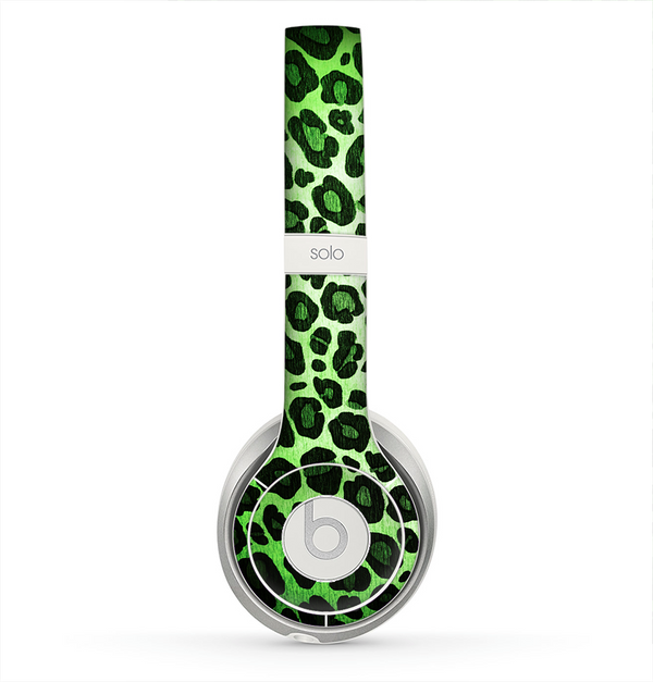 The Vibrant Green Leopard Print Skin for the Beats by Dre Solo 2 Headphones