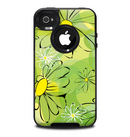 The Vibrant Green Outlined Floral Skin for the iPhone 4-4s OtterBox Commuter Case