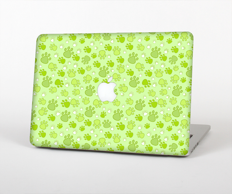 The Vibrant Green Paw Prints Skin Set for the Apple MacBook Air 13"