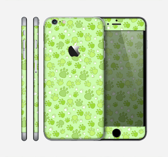 The Vibrant Green Paw Prints Skin for the Apple iPhone 6 Plus