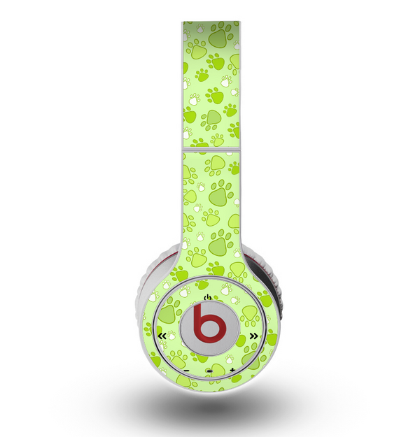 The Vibrant Green Paw Prints Skin for the Original Beats by Dre Wireless Headphones