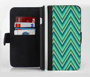 The Vibrant Green Sharp Chevron Pattern Ink-Fuzed Leather Folding Wallet Credit-Card Case for the Apple iPhone 6/6s, 6/6s Plus, 5/5s and 5c