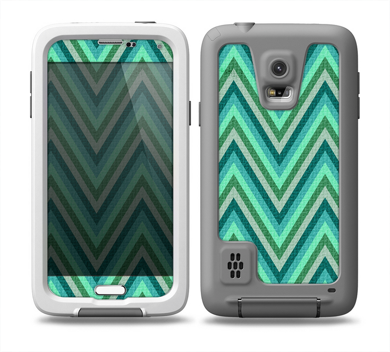 The Vibrant Green Sharp Chevron Pattern Skin for the Samsung Galaxy S5 frē LifeProof Case