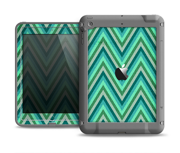 The Vibrant Green Sharp Chevron Pattern Apple iPad Mini LifeProof Fre Case Skin Set