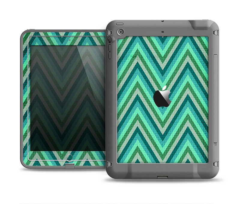 The Vibrant Green Sharp Chevron Pattern Apple iPad Air LifeProof Fre Case Skin Set