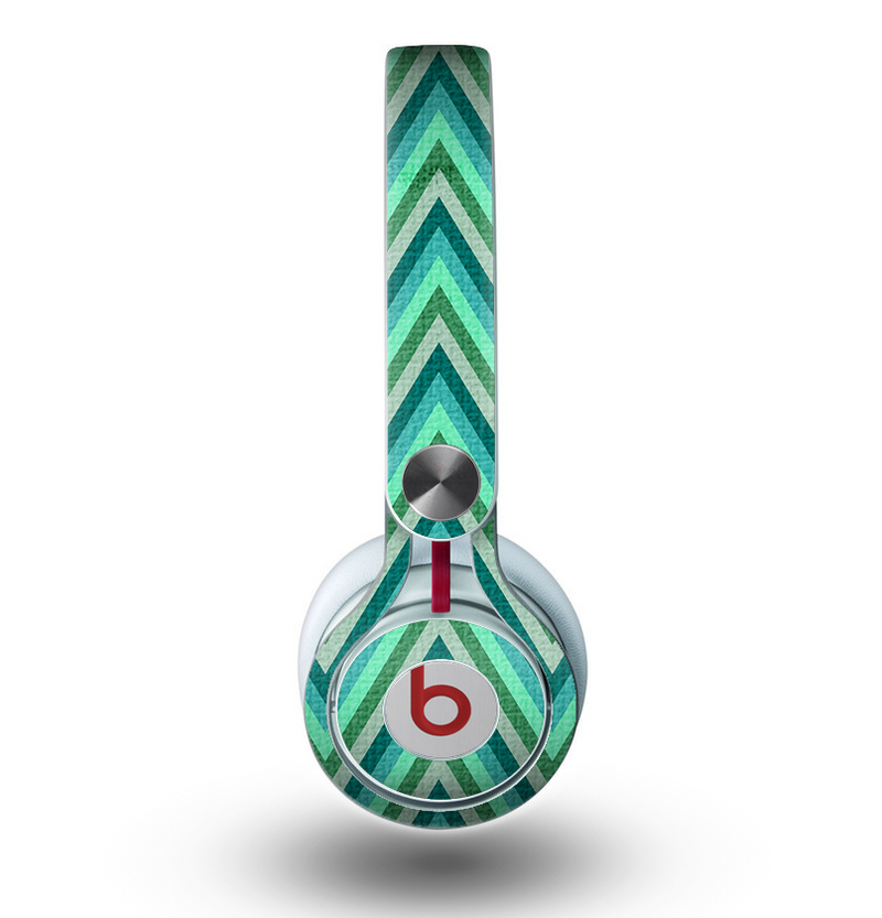 The Vibrant Green Sharp Chevron Pattern Skin for the Beats by Dre Mixr Headphones