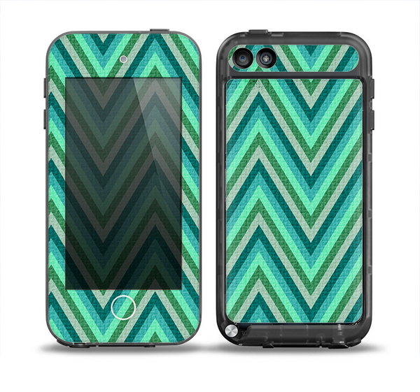 The Vibrant Green Sharp Chevron Pattern Skin for the iPod Touch 5th Generation frē LifeProof Case