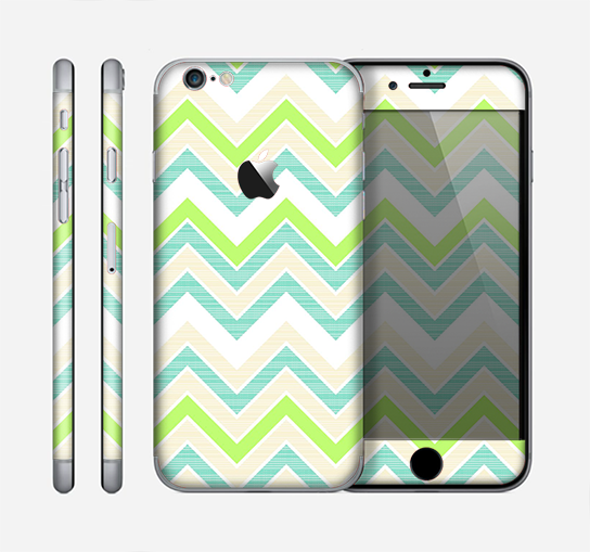 The Vibrant Green Vintage Chevron Pattern Skin for the Apple iPhone 6