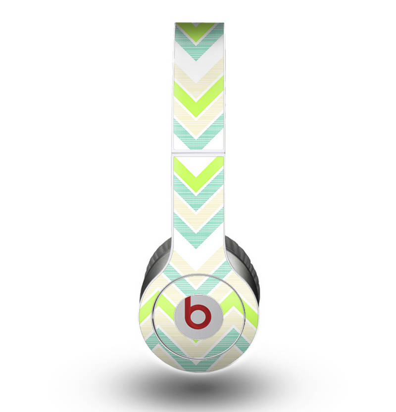 The Vibrant Green Vintage Chevron Pattern Skin for the Beats by Dre Original Solo-Solo HD Headphones