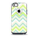 The Vibrant Green Vintage Chevron Pattern Skin for the iPhone 5c OtterBox Commuter Case