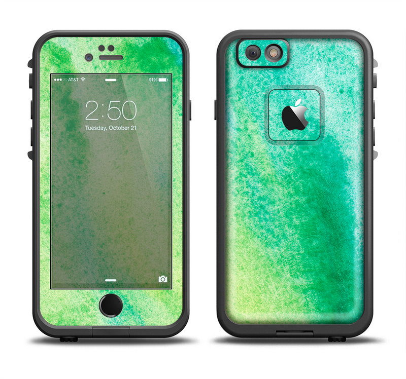 The Vibrant Green Watercolor Panel Apple iPhone 6/6s Plus LifeProof Fre Case Skin Set