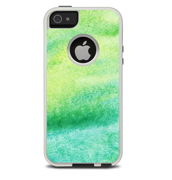 The Vibrant Green Watercolor Panel Skin For The iPhone 5-5s Otterbox Commuter Case