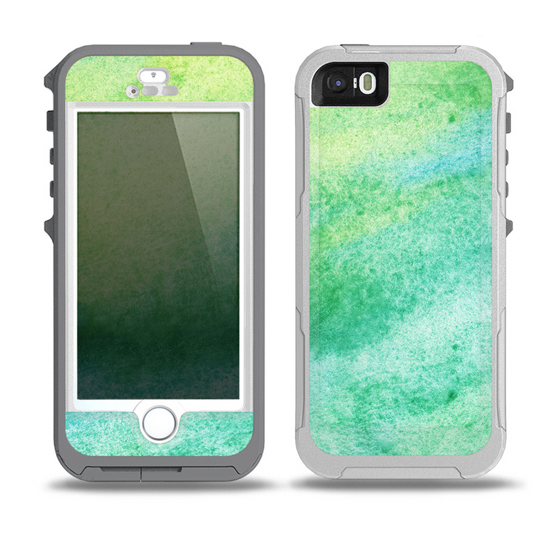 The Vibrant Green Watercolor Panel Skin for the iPhone 5-5s OtterBox Preserver WaterProof Case