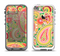The Vibrant Green and Pink Paisley Pattern Apple iPhone 5-5s LifeProof Fre Case Skin Set