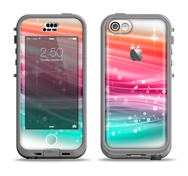 The Vibrant Multicolored Abstract Swirls Apple iPhone 5c LifeProof Nuud Case Skin Set