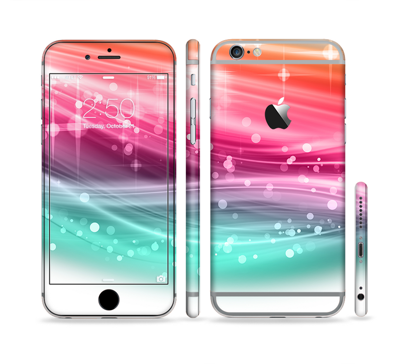 The Vibrant Multicolored Abstract Swirls Sectioned Skin Series for the Apple iPhone 6