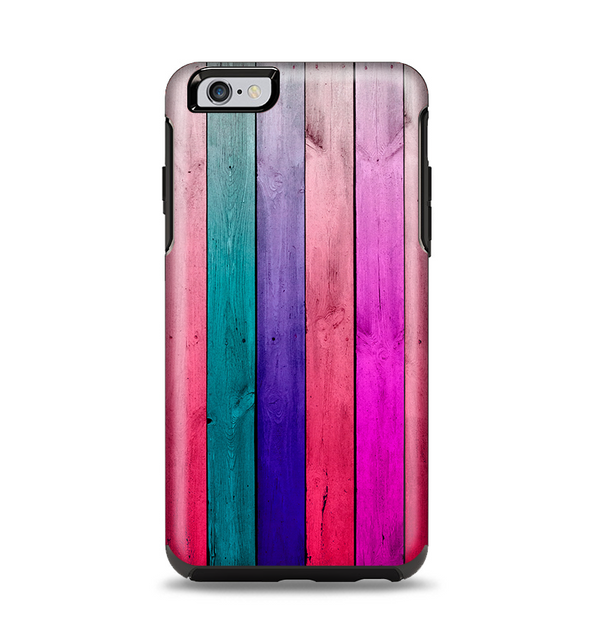 The Vibrant Neon Colored Wood Strips Apple iPhone 6 Plus Otterbox Symmetry Case Skin Set