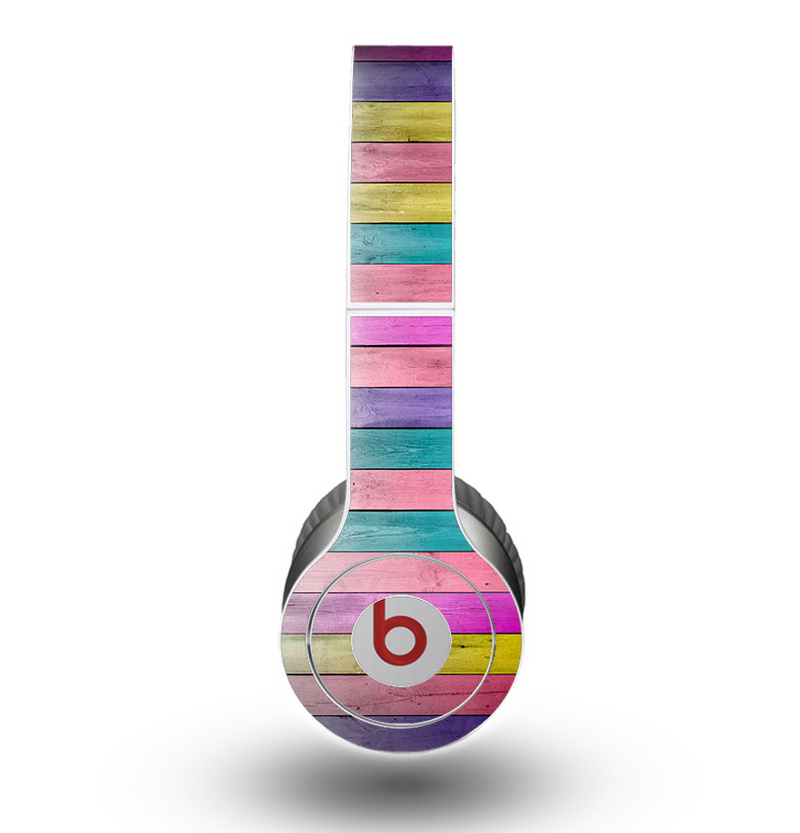 The Vibrant Neon Colored Wood Strips Skin for the Beats by Dre Original Solo-Solo HD Headphones