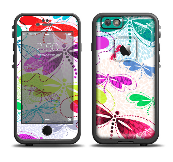 The Vibrant Neon Vector Butterflies Apple iPhone 6 LifeProof Fre Case Skin Set