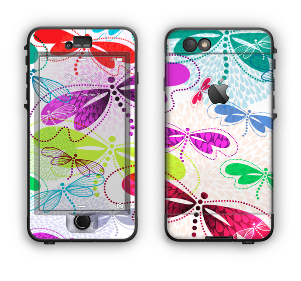 The Vibrant Neon Vector Butterflies Apple iPhone 6 LifeProof Nuud Case Skin Set