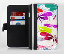 The Vibrant Neon Vector Butterflies Ink-Fuzed Leather Folding Wallet Credit-Card Case for the Apple iPhone 6/6s, 6/6s Plus, 5/5s and 5c