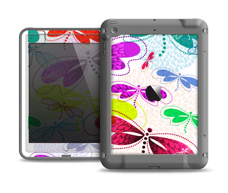 The Vibrant Neon Vector Butterflies Apple iPad Mini LifeProof Fre Case Skin Set