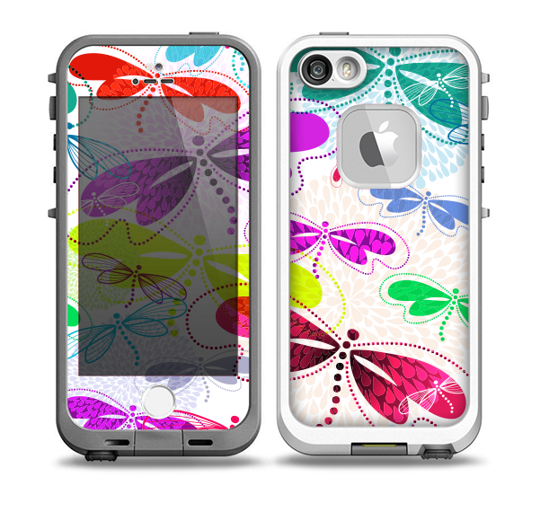 The Vibrant Neon Vector Butterflies Skin for the iPhone 5-5s fre LifeProof Case