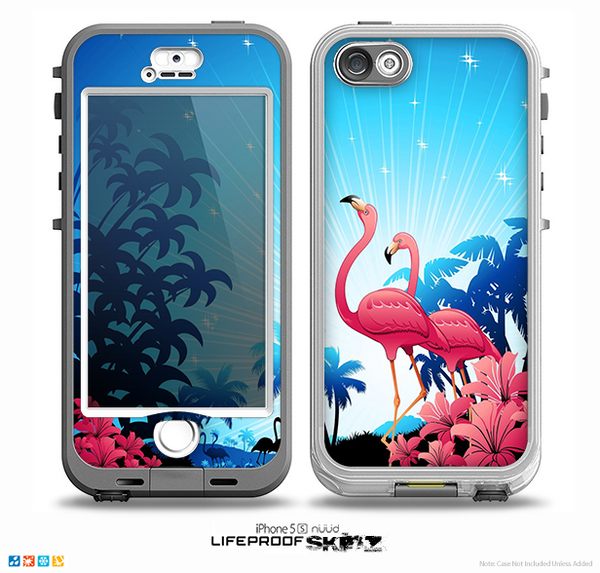 The Vibrant Flamingo Scenery Skin for the iPhone 5-5s NUUD LifeProof Case for the LifeProof Skin