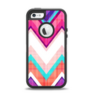 The Vibrant Pink & Blue Chevron Pattern Apple iPhone 5-5s Otterbox Defender Case Skin Set