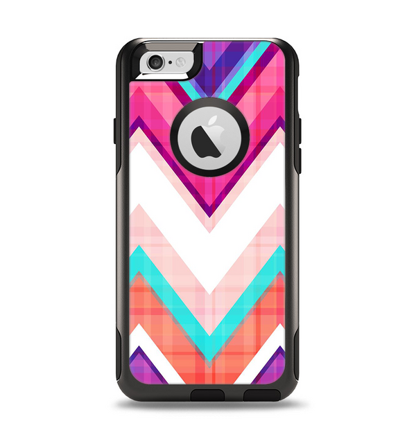 The Vibrant Pink & Blue Chevron Pattern Apple iPhone 6 Otterbox Commuter Case Skin Set