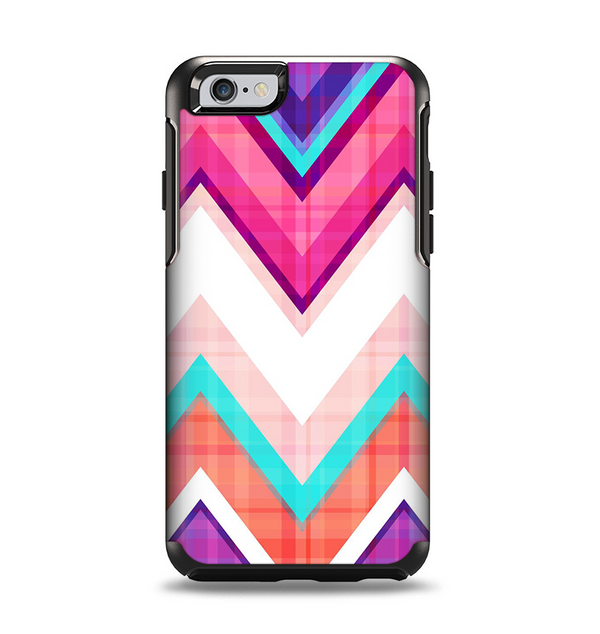 The Vibrant Pink & Blue Chevron Pattern Apple iPhone 6 Otterbox Symmetry Case Skin Set