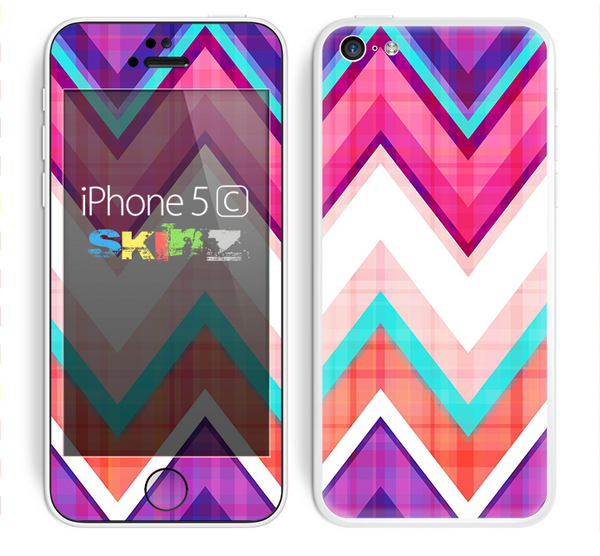 The Vibrant Pink & Blue Chevron Pattern Skin for the Apple iPhone 5c