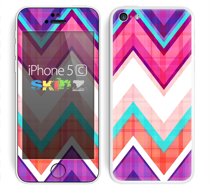 The Vibrant Pink & Blue Chevron Pattern Skin for the Apple iPhone 5c