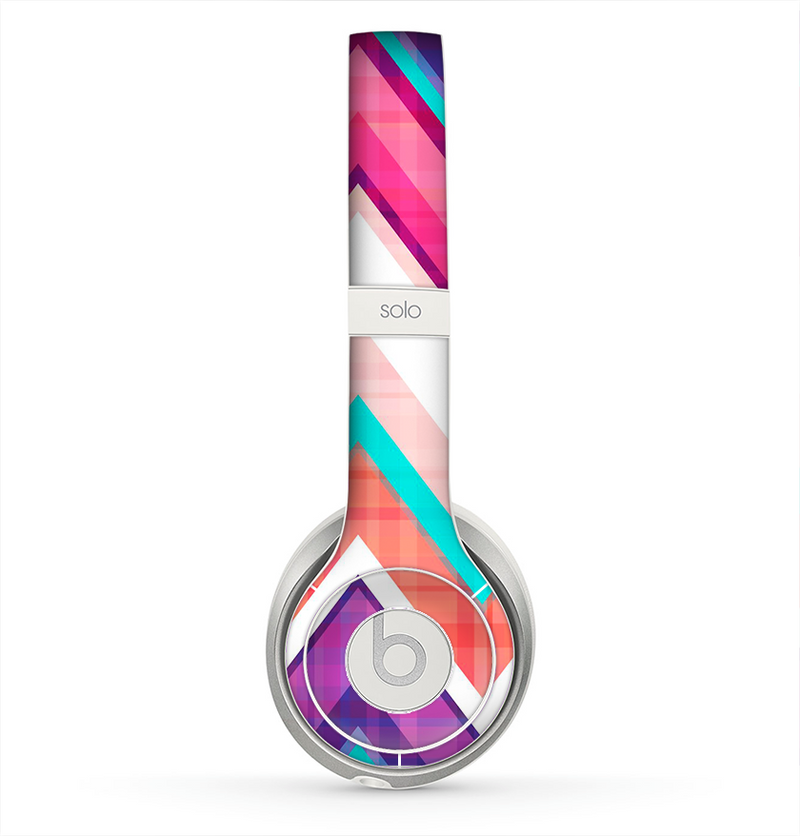 The Vibrant Pink & Blue Chevron Pattern Skin for the Beats by Dre Solo 2 Headphones