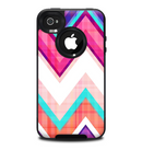 The Vibrant Pink & Blue Chevron Pattern Skin for the iPhone 4-4s OtterBox Commuter Case