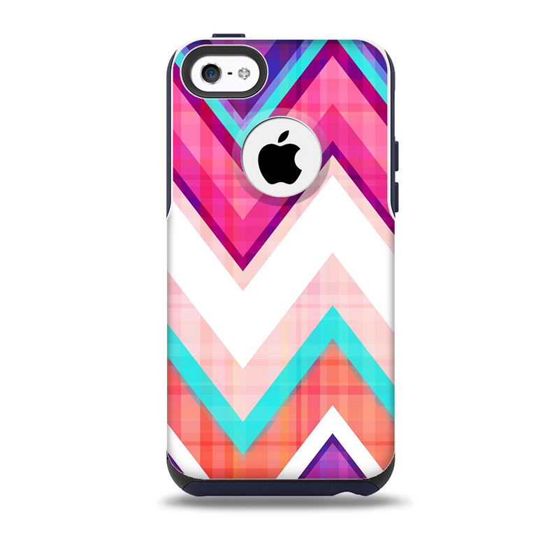 The Vibrant Pink & Blue Chevron Pattern Skin for the iPhone 5c OtterBox Commuter Case