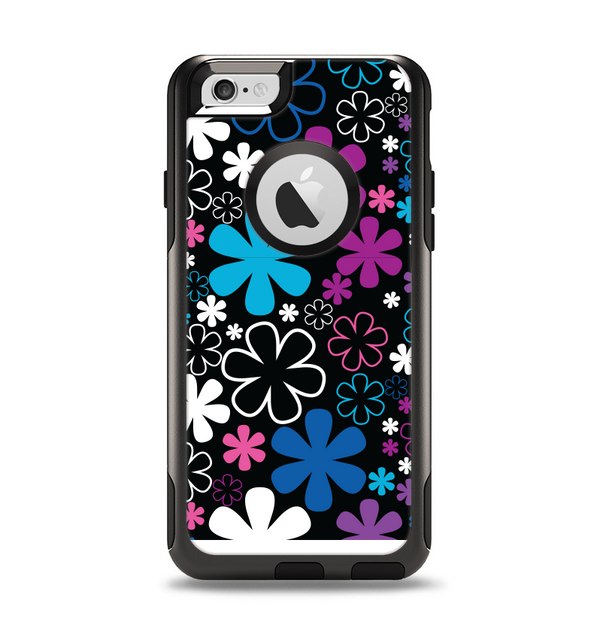 The Vibrant Pink & Blue Vector Floral Apple iPhone 6 Otterbox Commuter Case Skin Set