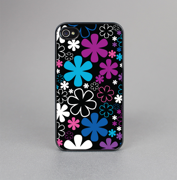 The Vibrant Pink & Blue Vector Floral Skin-Sert for the Apple iPhone 4-4s Skin-Sert Case