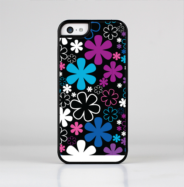 The Vibrant Pink & Blue Vector Floral Skin-Sert Case for the Apple iPhone 5c