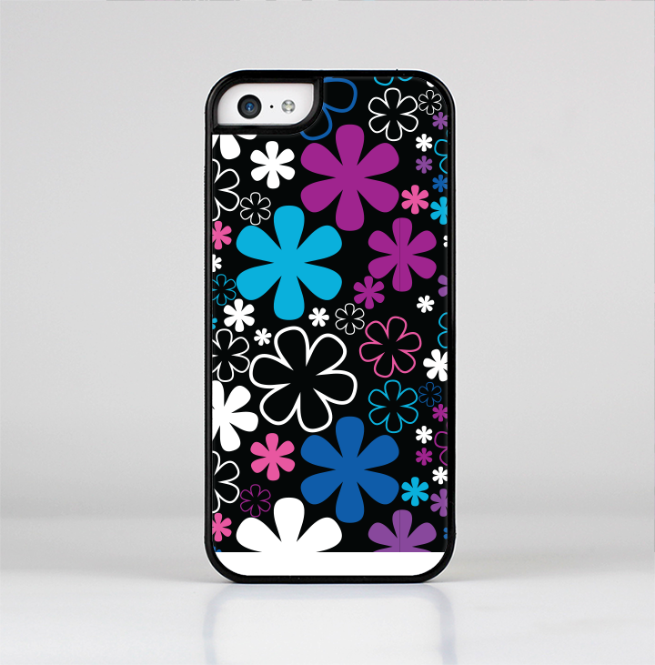 The Vibrant Pink & Blue Vector Floral Skin-Sert Case for the Apple iPhone 5c