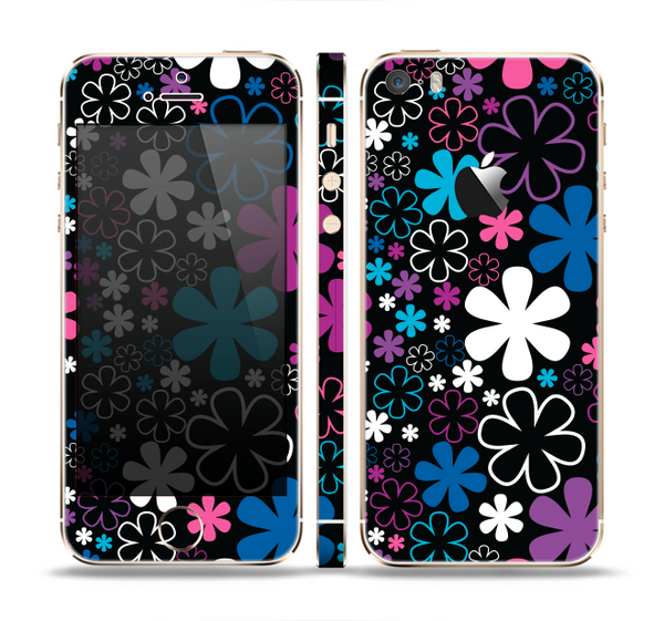 The Vibrant Pink & Blue Vector Floral Skin Set for the Apple iPhone 5s