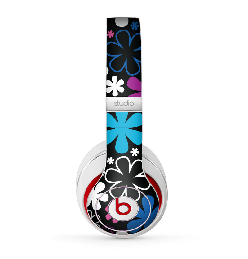 The Vibrant Pink & Blue Vector Floral Skin for the Beats by Dre Studio (2013+ Version) Headphones