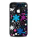 The Vibrant Pink & Blue Vector Floral Skin for the iPhone 4-4s OtterBox Commuter Case