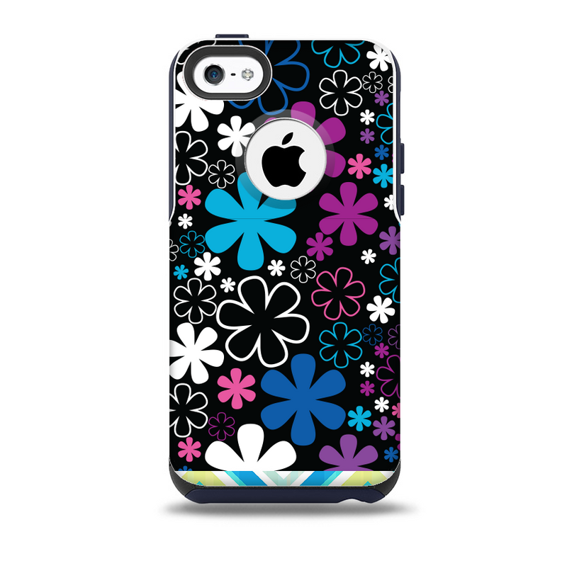 The Vibrant Pink & Blue Vector Floral Skin for the iPhone 5c OtterBox Commuter Case