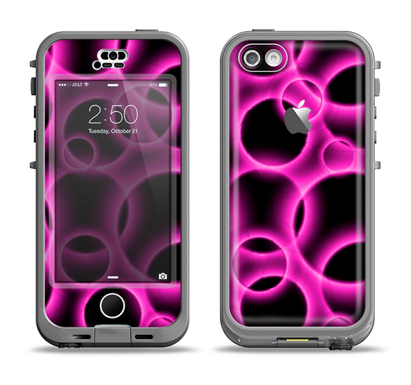 The Vibrant Pink Glowing Cells Apple iPhone 5c LifeProof Nuud Case Skin Set