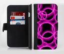 The Vibrant Pink Glowing Cells Ink-Fuzed Leather Folding Wallet Credit-Card Case for the Apple iPhone 6/6s, 6/6s Plus, 5/5s and 5c